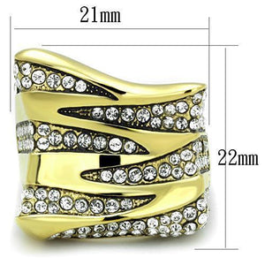 TK1709 - IP Gold(Ion Plating) Stainless Steel Ring with Top Grade Crystal  in Clear