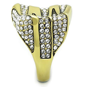 TK1709 - IP Gold(Ion Plating) Stainless Steel Ring with Top Grade Crystal  in Clear