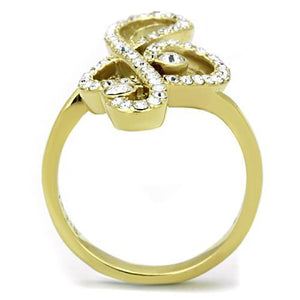TK1714 - IP Gold(Ion Plating) Stainless Steel Ring with Top Grade Crystal  in Clear