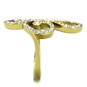 TK1714 - IP Gold(Ion Plating) Stainless Steel Ring with Top Grade Crystal  in Clear