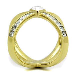 TK1726 - IP Gold(Ion Plating) Stainless Steel Ring with Top Grade Crystal  in Clear