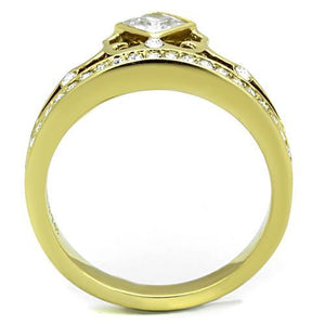 TK1727 - IP Gold(Ion Plating) Stainless Steel Ring with AAA Grade CZ  in Clear