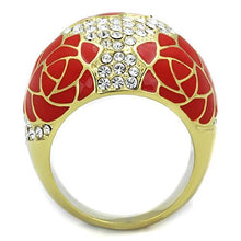 Load image into Gallery viewer, TK1728 - IP Gold(Ion Plating) Stainless Steel Ring with Top Grade Crystal  in Clear