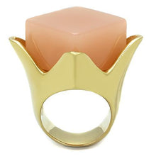 Load image into Gallery viewer, TK1730 - IP Gold(Ion Plating) Stainless Steel Ring with Synthetic Synthetic Stone in Light Rose