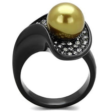 Load image into Gallery viewer, TK1732 - IP Black(Ion Plating) Stainless Steel Ring with Synthetic Pearl in Champagne