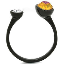 Load image into Gallery viewer, TK1738 - IP Black(Ion Plating) Stainless Steel Ring with Top Grade Crystal  in Champagne
