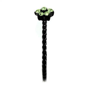 TK1739 - IP Black(Ion Plating) Stainless Steel Ring with Top Grade Crystal  in Peridot