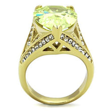 Load image into Gallery viewer, TK1743 - IP Gold(Ion Plating) Stainless Steel Ring with AAA Grade CZ  in Apple Green color