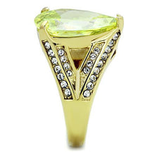 Load image into Gallery viewer, TK1743 - IP Gold(Ion Plating) Stainless Steel Ring with AAA Grade CZ  in Apple Green color