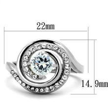 Load image into Gallery viewer, TK1746 - High polished (no plating) Stainless Steel Ring with AAA Grade CZ  in Clear