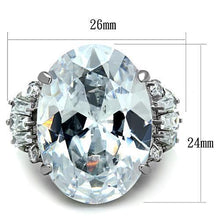 Load image into Gallery viewer, TK1747 - High polished (no plating) Stainless Steel Ring with AAA Grade CZ  in Clear