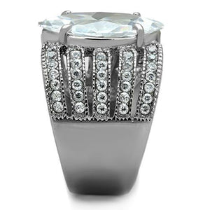 TK1752 - High polished (no plating) Stainless Steel Ring with AAA Grade CZ  in Clear