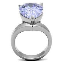Load image into Gallery viewer, TK1755 - High polished (no plating) Stainless Steel Ring with AAA Grade CZ  in Light Amethyst
