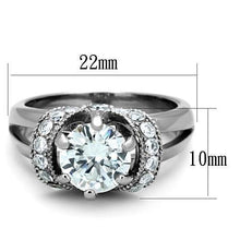Load image into Gallery viewer, TK1757 - High polished (no plating) Stainless Steel Ring with AAA Grade CZ  in Clear