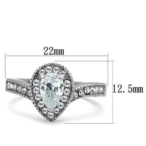 TK1759 - High polished (no plating) Stainless Steel Ring with AAA Grade CZ  in Clear