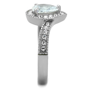 TK1759 - High polished (no plating) Stainless Steel Ring with AAA Grade CZ  in Clear