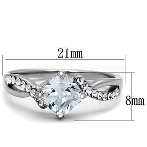 TK1761 - High polished (no plating) Stainless Steel Ring with AAA Grade CZ  in Clear