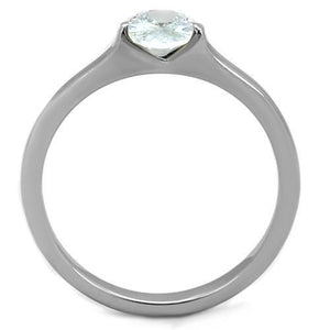 TK1762 - High polished (no plating) Stainless Steel Ring with AAA Grade CZ  in Clear