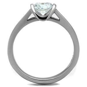 TK1763 - High polished (no plating) Stainless Steel Ring with AAA Grade CZ  in Clear