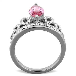 TK1771 - High polished (no plating) Stainless Steel Ring with AAA Grade CZ  in Rose