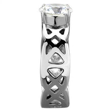 Load image into Gallery viewer, TK1772 - High polished (no plating) Stainless Steel Ring with AAA Grade CZ  in Clear