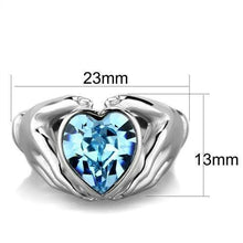 Load image into Gallery viewer, TK1775 - High polished (no plating) Stainless Steel Ring with Top Grade Crystal  in Sea Blue