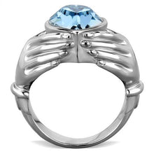 Load image into Gallery viewer, TK1775 - High polished (no plating) Stainless Steel Ring with Top Grade Crystal  in Sea Blue