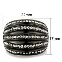 Load image into Gallery viewer, TK1789 - IP Black(Ion Plating) Stainless Steel Ring with Top Grade Crystal  in Black Diamond