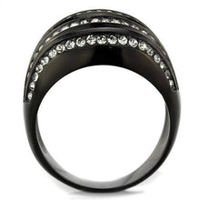 Load image into Gallery viewer, TK1789 - IP Black(Ion Plating) Stainless Steel Ring with Top Grade Crystal  in Black Diamond