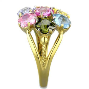 TK1791 - Two-Tone IP Gold (Ion Plating) Stainless Steel Ring with Assorted  in Multi Color