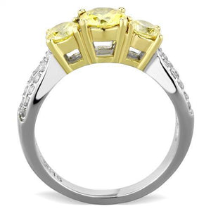TK1795 - Two-Tone IP Gold (Ion Plating) Stainless Steel Ring with AAA Grade CZ  in Topaz