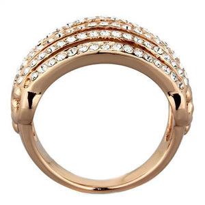 TK1797 - IP Rose Gold(Ion Plating) Stainless Steel Ring with Top Grade Crystal  in Clear