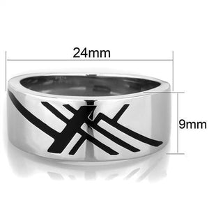 TK1800 - High polished (no plating) Stainless Steel Ring with Epoxy  in Jet