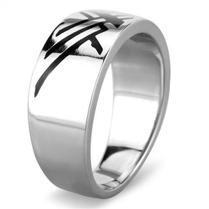 TK1800 - High polished (no plating) Stainless Steel Ring with Epoxy  in Jet
