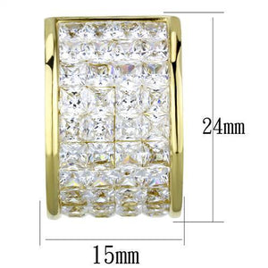 TK1807 - IP Gold(Ion Plating) Stainless Steel Earrings with AAA Grade CZ  in Clear