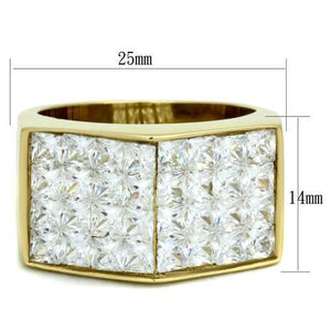 TK1808 - IP Gold(Ion Plating) Stainless Steel Ring with AAA Grade CZ  in Clear