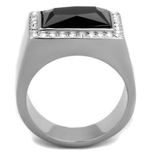 Load image into Gallery viewer, TK1810 - High polished (no plating) Stainless Steel Ring with Synthetic Onyx in Jet