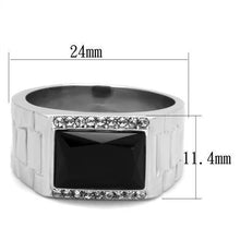 Load image into Gallery viewer, TK1811 - High polished (no plating) Stainless Steel Ring with Synthetic Onyx in Jet