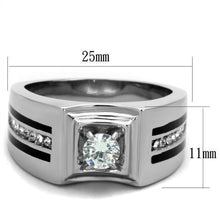 Load image into Gallery viewer, TK1814 - High polished (no plating) Stainless Steel Ring with AAA Grade CZ  in Clear