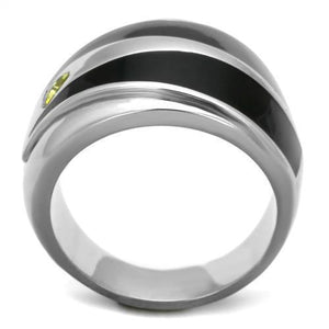 TK1815 - High polished (no plating) Stainless Steel Ring with AAA Grade CZ  in Topaz