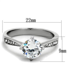 Load image into Gallery viewer, TK1822 - High polished (no plating) Stainless Steel Ring with AAA Grade CZ  in Clear
