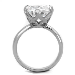 TK1823 - High polished (no plating) Stainless Steel Ring with AAA Grade CZ  in Clear