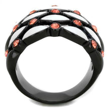 Load image into Gallery viewer, TK1832 - IP Black(Ion Plating) Stainless Steel Ring with Top Grade Crystal  in Garnet