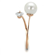 Load image into Gallery viewer, TK1837 - IP Rose Gold(Ion Plating) Stainless Steel Ring with Synthetic Pearl in White