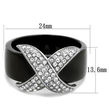 Load image into Gallery viewer, TK1839 - Two-Tone IP Black (Ion Plating) Stainless Steel Ring with Top Grade Crystal  in Clear