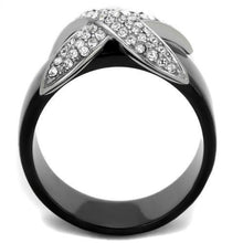 Load image into Gallery viewer, TK1839 - Two-Tone IP Black (Ion Plating) Stainless Steel Ring with Top Grade Crystal  in Clear