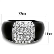 Load image into Gallery viewer, TK1840 - Two-Tone IP Black (Ion Plating) Stainless Steel Ring with Top Grade Crystal  in Clear