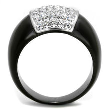 Load image into Gallery viewer, TK1840 - Two-Tone IP Black (Ion Plating) Stainless Steel Ring with Top Grade Crystal  in Clear