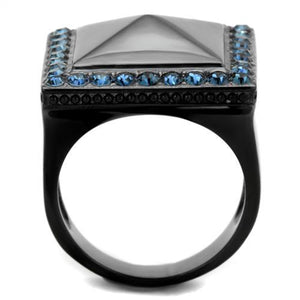 TK1841 - IP Black(Ion Plating) Stainless Steel Ring with Top Grade Crystal  in Montana