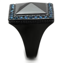 Load image into Gallery viewer, TK1841 - IP Black(Ion Plating) Stainless Steel Ring with Top Grade Crystal  in Montana